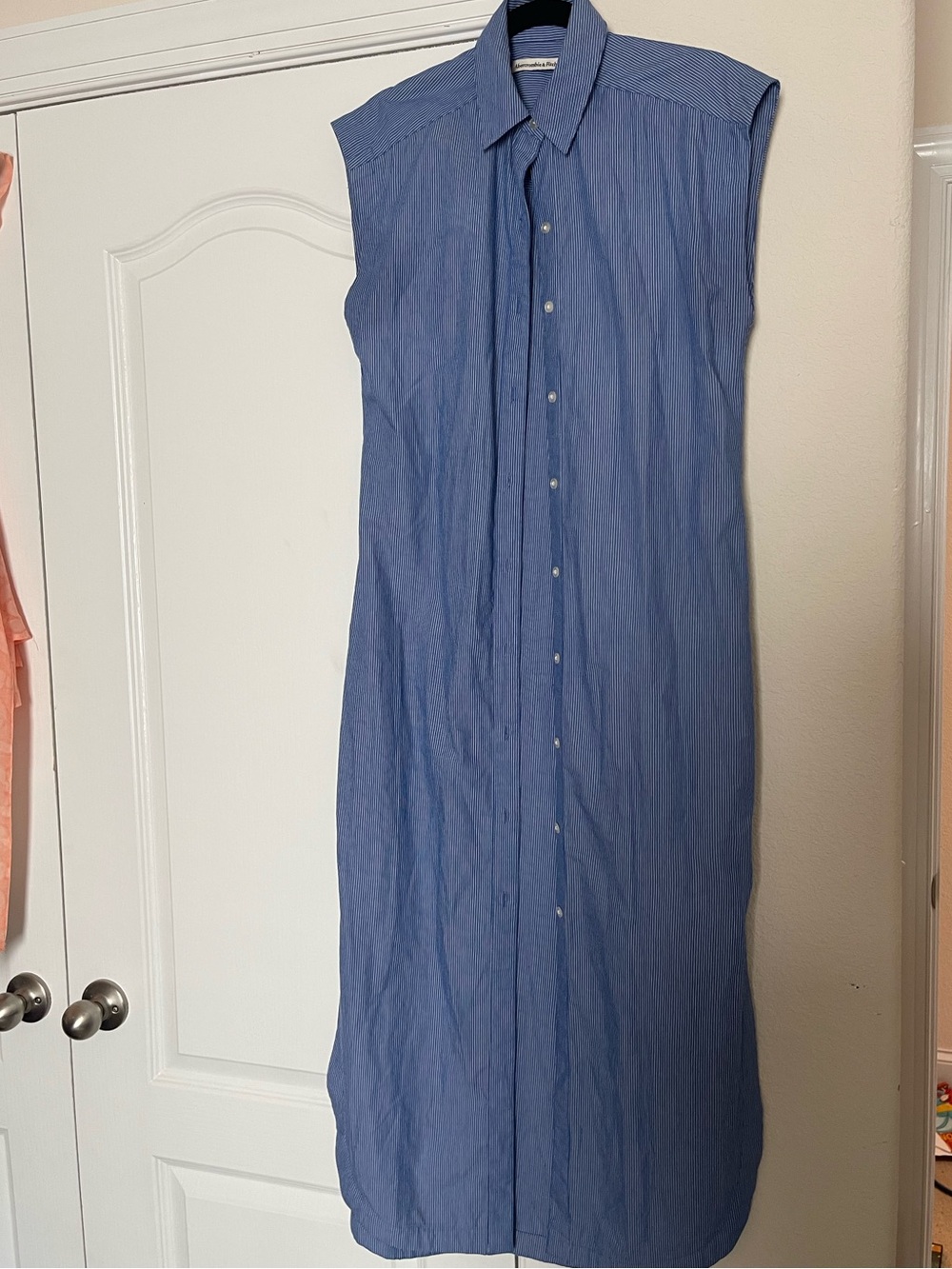 Abercrombie & Fitch Sleeveless Blue Maxi Shirt Dress XST